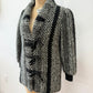 1980s Vintage Black & White Shaggy Knit Coat