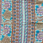 1970s Vintage Hand Block Printed Indian Cotton Fabric - Purple / Blue / Turquoise / Orange  - 62" x 92" (#7)