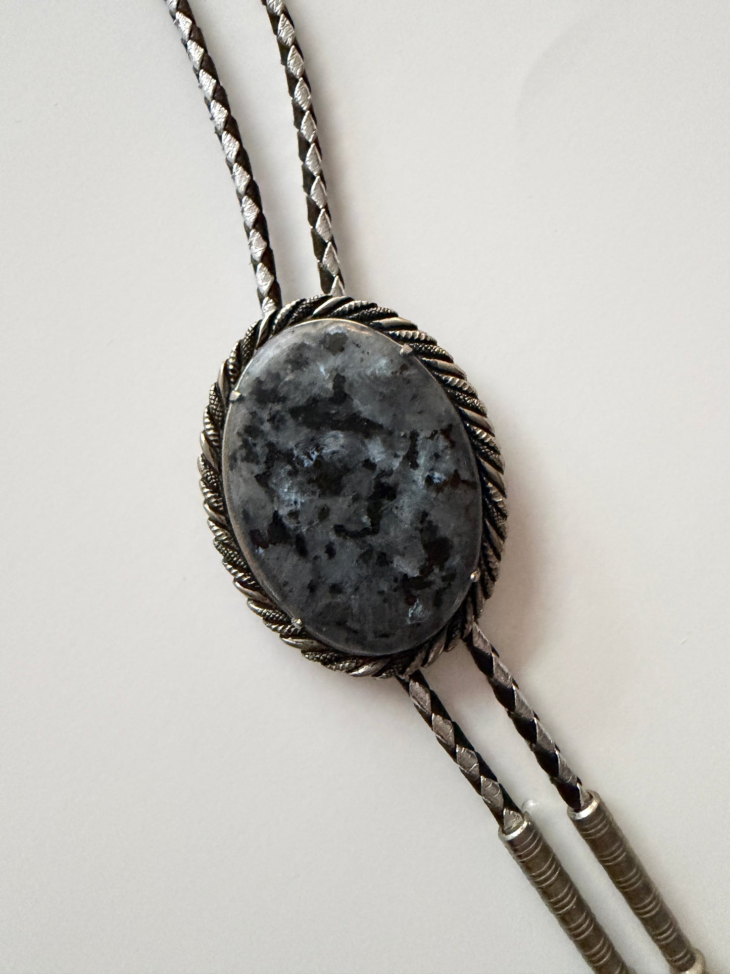 1980s Vintage Large Stone Bolo Tie Necklace