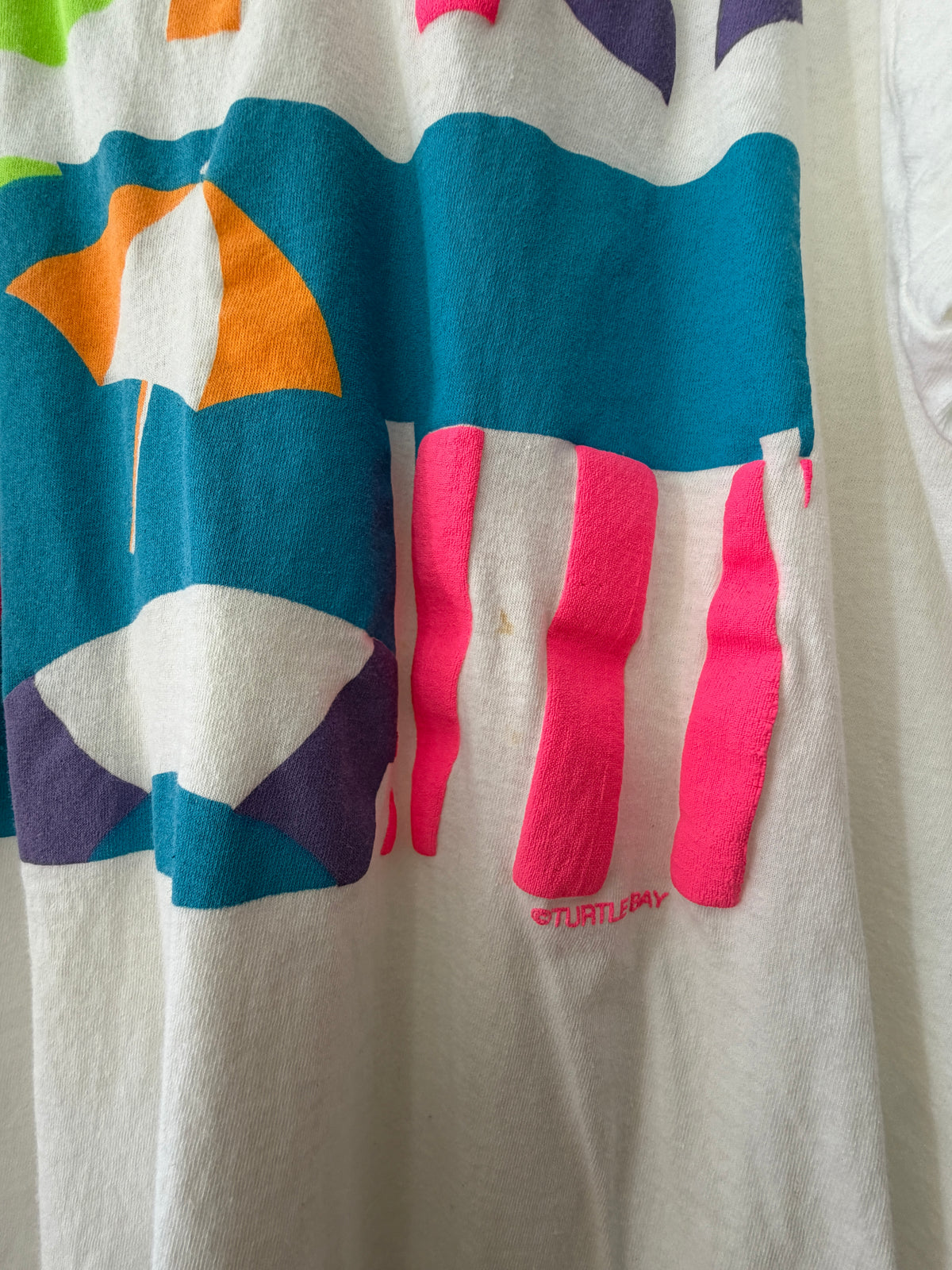 1990s Vintage Neon Tropic Beach T-Shirt - Made in Ireland