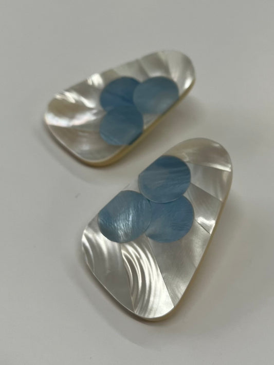 1980s Vintage Mother of Pearl Cloud Inlay Earrings