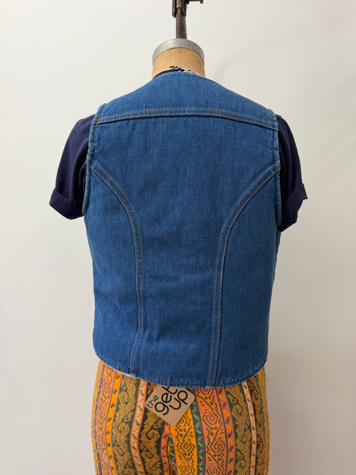 1970s Fleece-Lined Denim Snap Vest