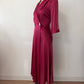 1940s Vintage Satin Plum Robe with Shell Buttons Old Hollywood Style