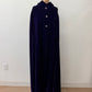1950s - 1960s Vintage Deep Purple Velvet with Rhinestone Buttons Full Length Cape Cloak with Hood