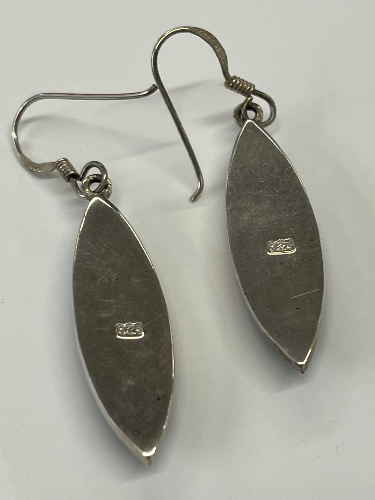 1990s Vintage Sterling Silver Stone Inlay Earrings