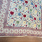 1970s Vintage Indian Cotton Hand Block Printed Uncut Fabric Yardage - Red / Cream / Blue / Green Large Blooms - 66" x 98" (#6)