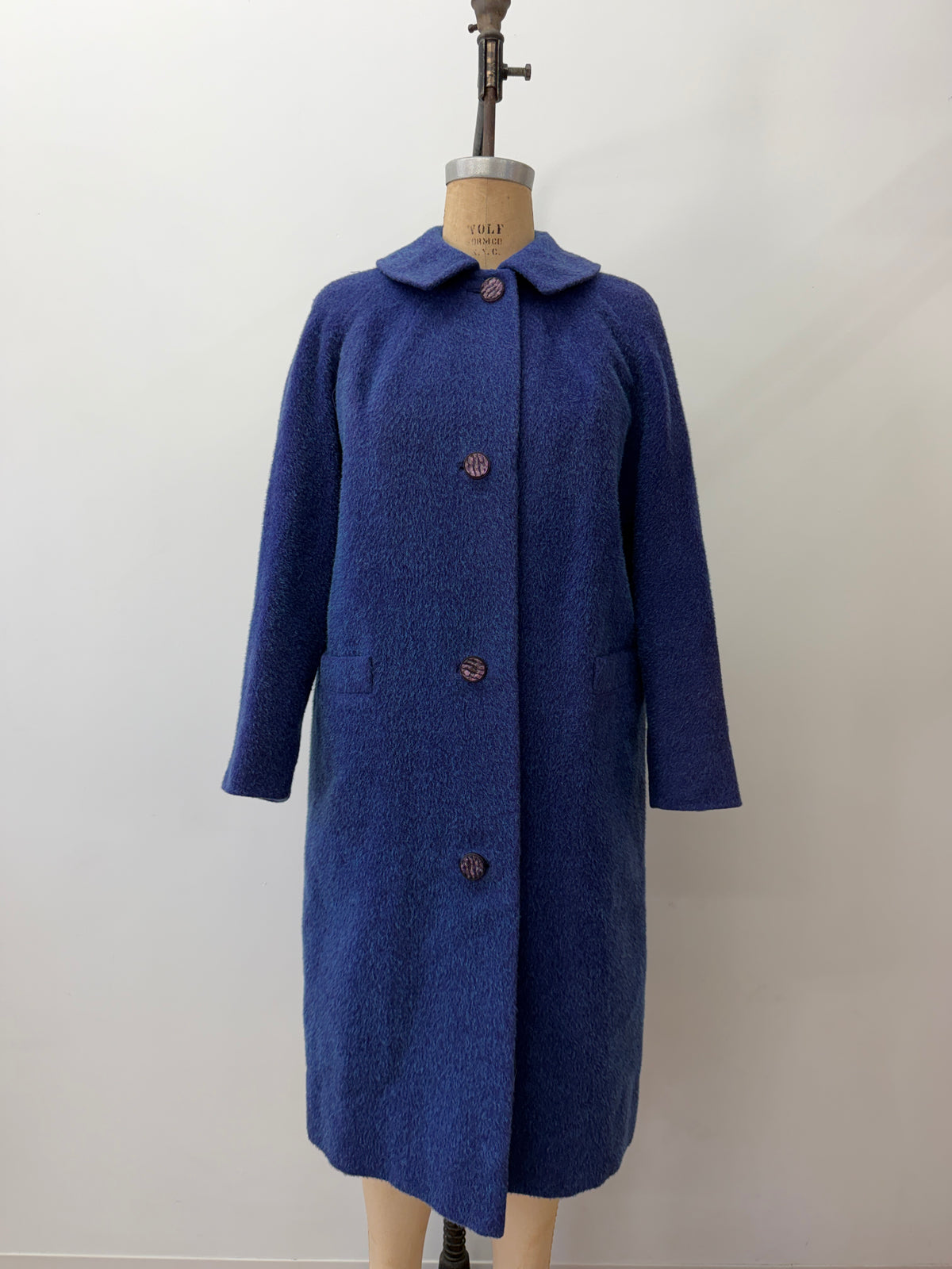 1950s Vintage Purple and Teal Wool Dress Swing Coat