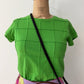 1990s Vintage Bright Green Square Patchwork Top Tee Shirt