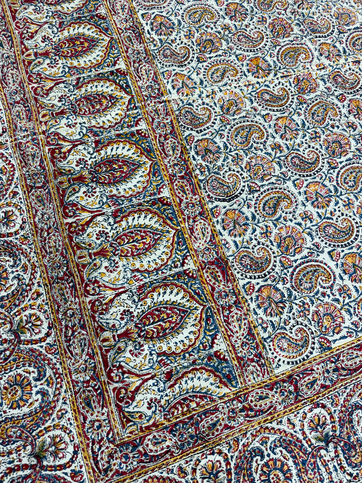 1970s Vintage Indian Cotton Hand Block Printed Uncut Fabric Yardage - 80" x 92" (#10)