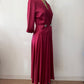 1940s Vintage Satin Plum Robe with Shell Buttons Old Hollywood Style