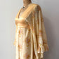 1970s Vintage Gunne Sax by Jessica Angel Kimono Bell Sleeve Maxi Wedding Bridal Dress in Seashell Siren Print