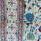 1970s Vintage Indian Cotton Hand Block Printed Uncut Fabric Yardage - Red / Cream / Blue / Green Large Blooms - 66" x 98" (#6)