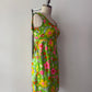 1960s Vintage Neon Flower Power Cotton Mini Dress by Lanz