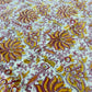 1970s Vintage Indian Cotton Hand Block Printed Uncut Fabric Yardage - Red / Pink / Yellow Lotus Flower - 64" x 100" (#2)