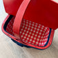 1950s - 1960s Vintage Red Picnic Basket Purse with Norman Rockwell Decoupage Design