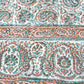 1970s Vintage Indian Cotton Hand Block Printed Uncut Fabric Yardage - Coral / Teal - 80" x 92" (#8)