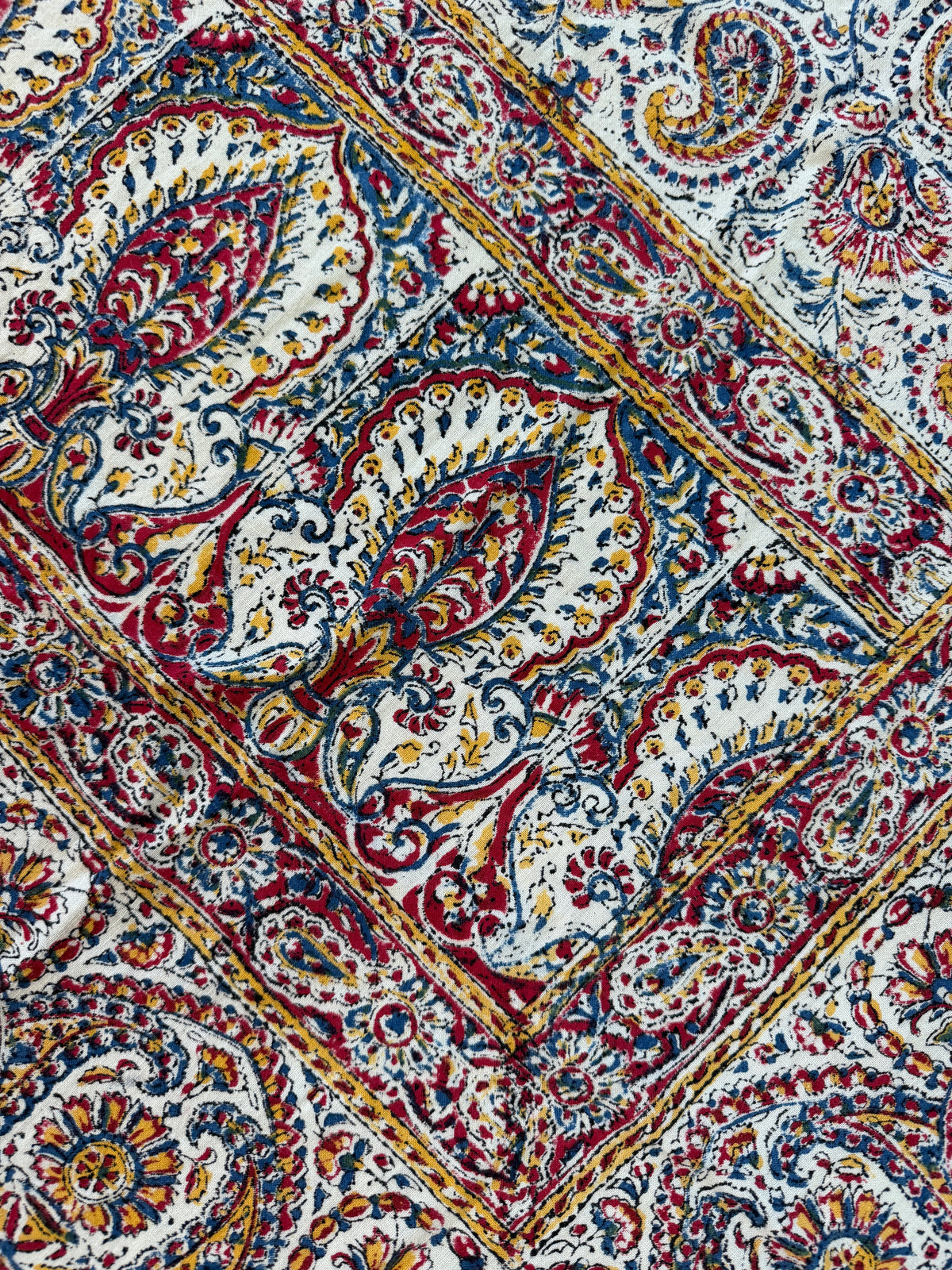 1970s Vintage Indian Cotton Hand Block Printed Uncut Fabric Yardage - 80" x 92" (#10)