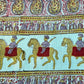 1970s Vintage Indian Cotton Hand Block Printed Uncut Fabric Yardage - Teal / Burgundy / Paisley / People / Horses Motifs -96" x 80" (#13)