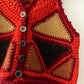 1970s Vintage Red and Orange Knitted Suede  Patchwork Vest