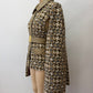 1960s Vintage Mod Wool Chain Belted Capelette Coat with Cape Over