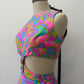 1960s Vintage Neon Paisley Swirls Mod Cutout Go-Go Dress by Elizabeth Jean - Jamaica Fashion Guild Label