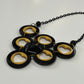 Bakelite & Celluloid Heart Cutout Statement Bib Necklace by Artisan Signed G. Balman