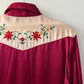 1950s Vintage Triple LLL Brand Western Embroidered Flower Western Satin Rayon Pearl Snap Shirt
