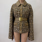 1960s Vintage Mod Wool Chain Belted Capelette Coat with Cape Over