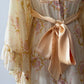 1970s Vintage Gunne Sax by Jessica Angel Kimono Bell Sleeve Maxi Wedding Bridal Dress in Seashell Siren Print