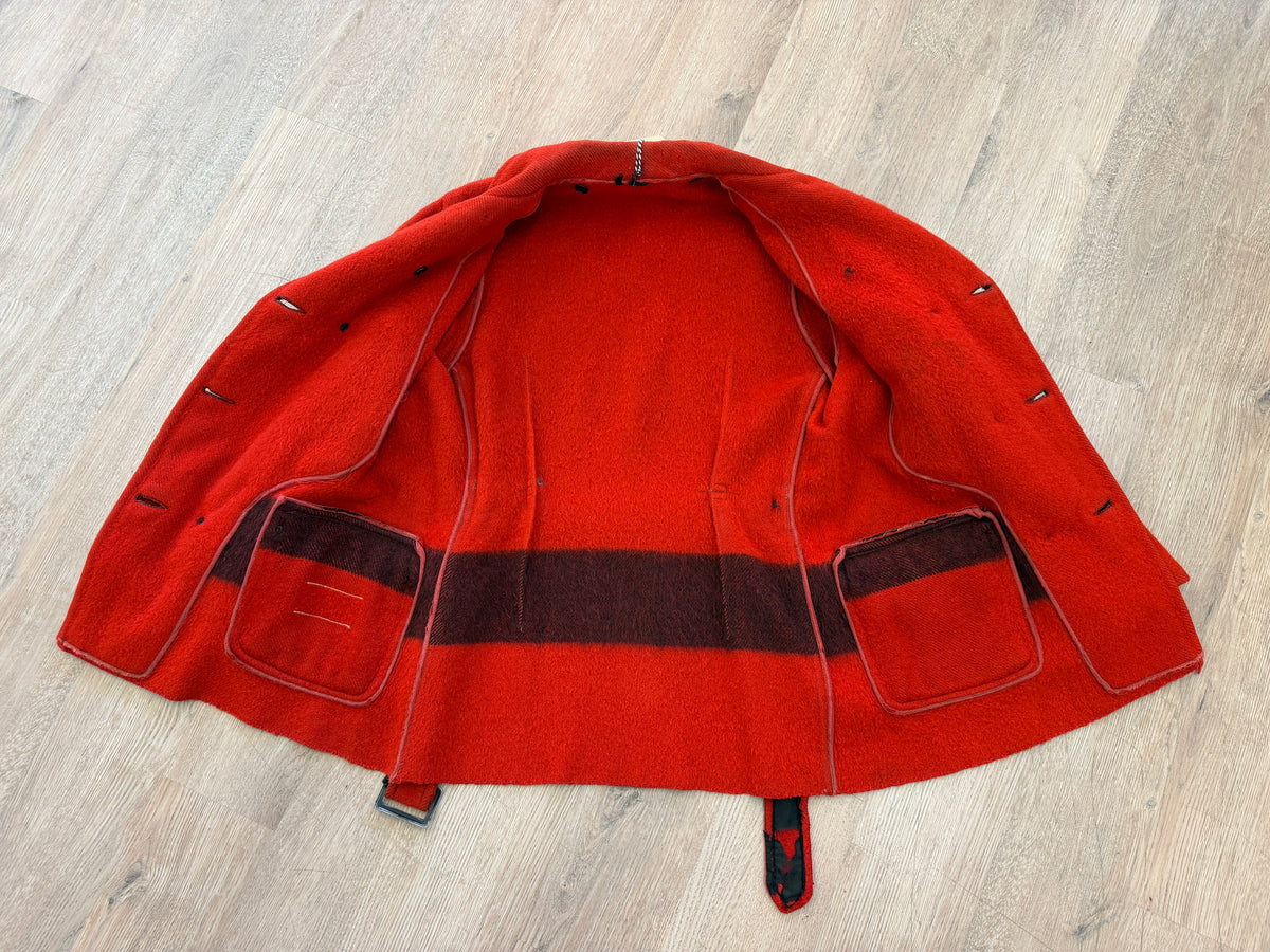 1950s Vintage Hudson Bay Red and Back Point Stripe Blanket Jacket Coat