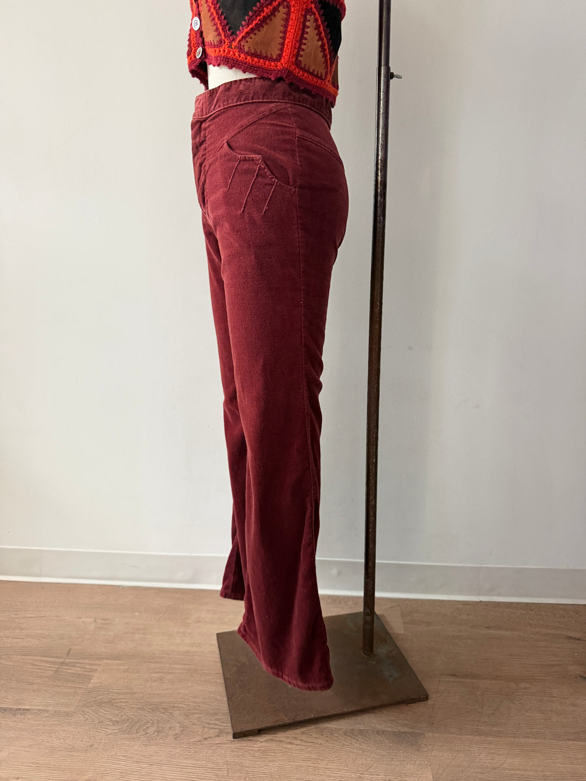 1970s Vintage Soft Brick Red Corduroy Pants by "Rhythm and Blues" - 26"