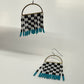 Handmade Beaded Checkerboard Teal Seed Bead Earrings