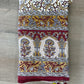 1970s Vintage Indian Cotton Hand Block Printed Uncut Fabric Yardage - Mustard / Gray / Elephants - 156" x 92" (#1)