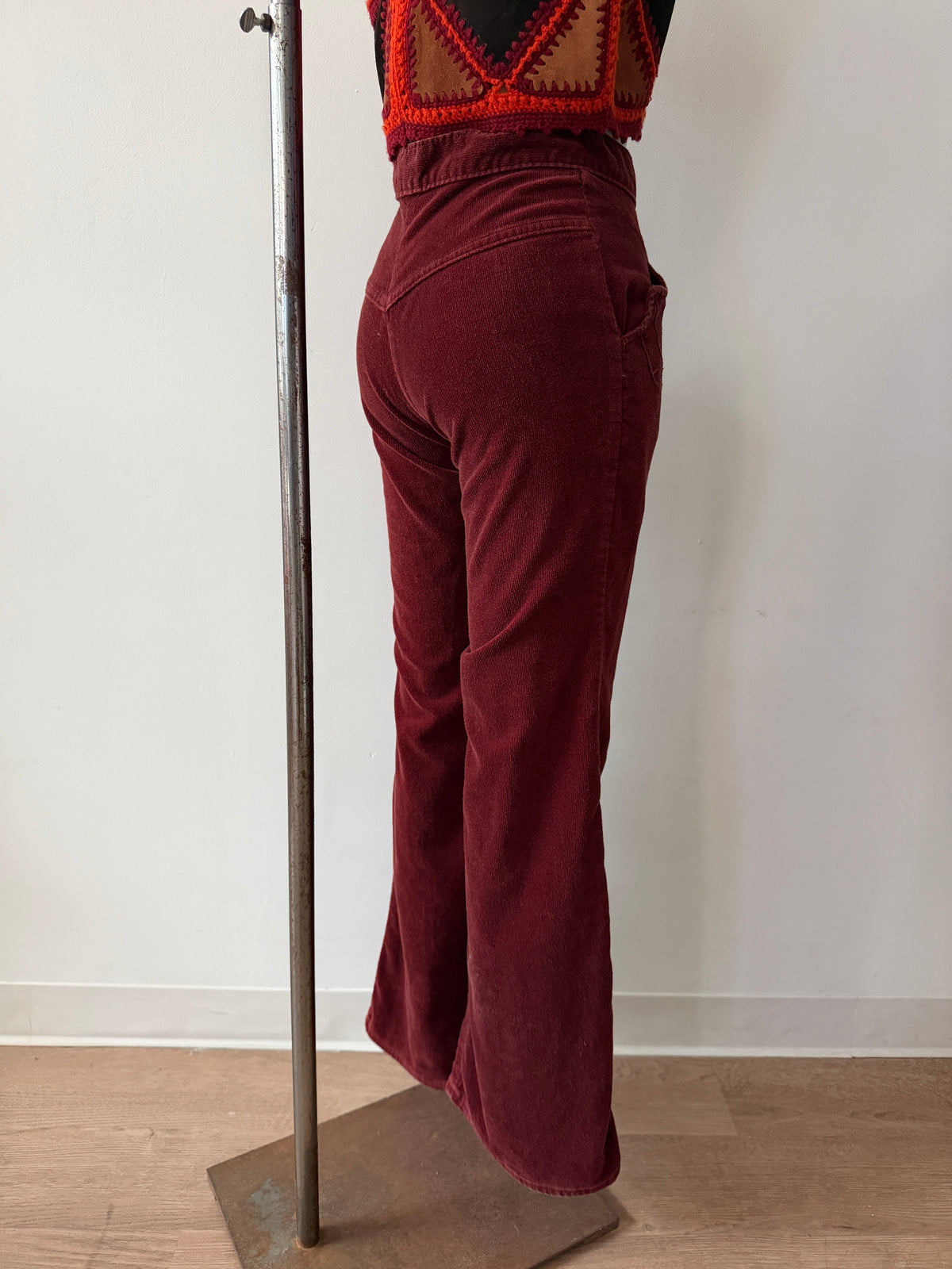 1970s Vintage Soft Brick Red Corduroy Pants by "Rhythm and Blues" - 26"