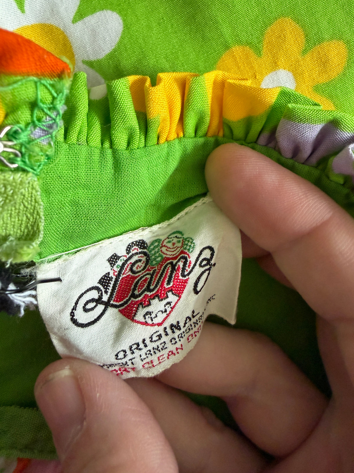 1960s Vintage Neon Flower Power Cotton Mini Dress by Lanz