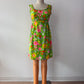 1960s Vintage Neon Flower Power Cotton Mini Dress by Lanz