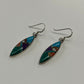 1990s Vintage Sterling Silver Stone Inlay Earrings