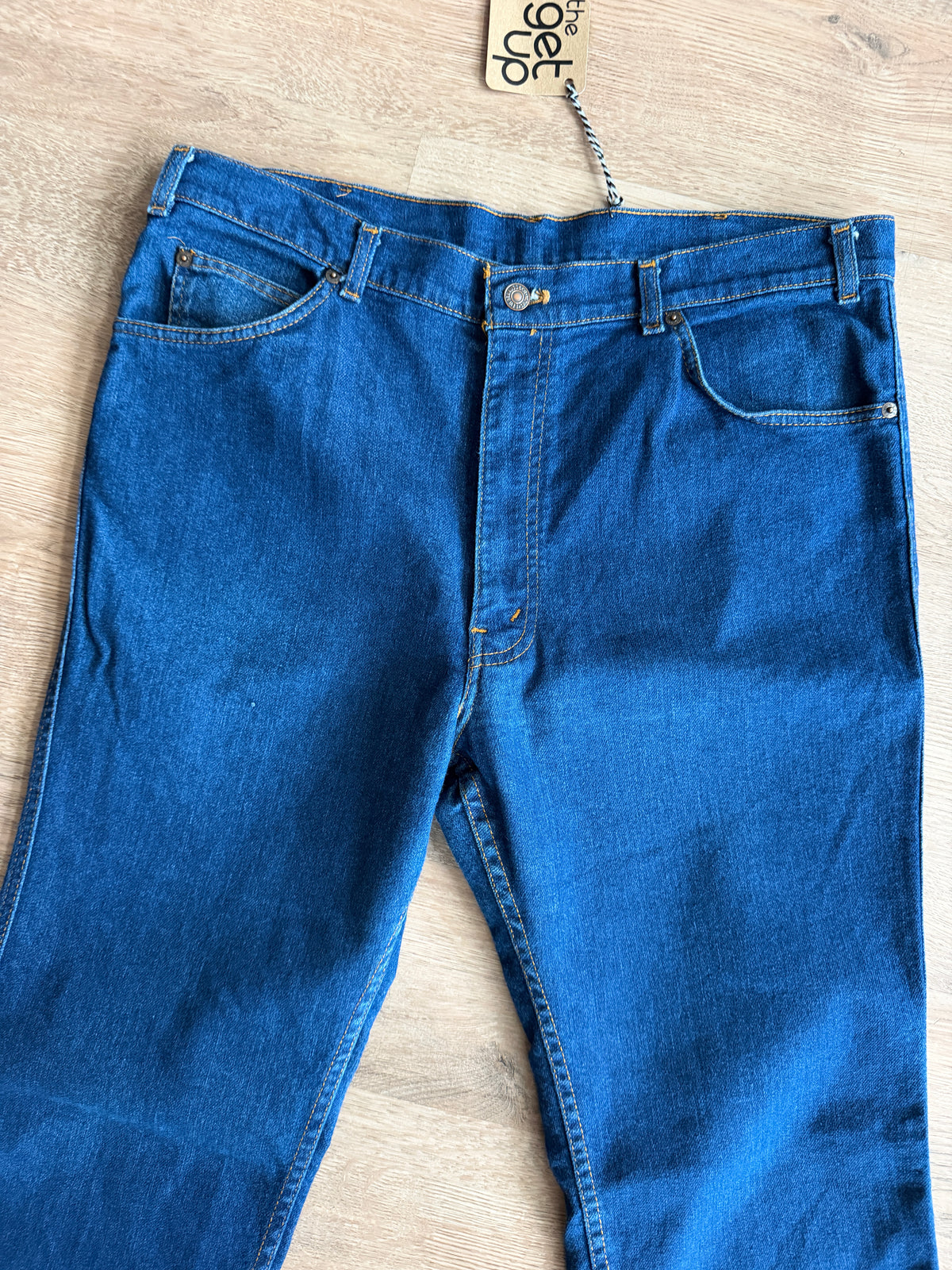 1970s Vintage Orange Tab Dark Wash 481 Levi's for Men Denim Jeans