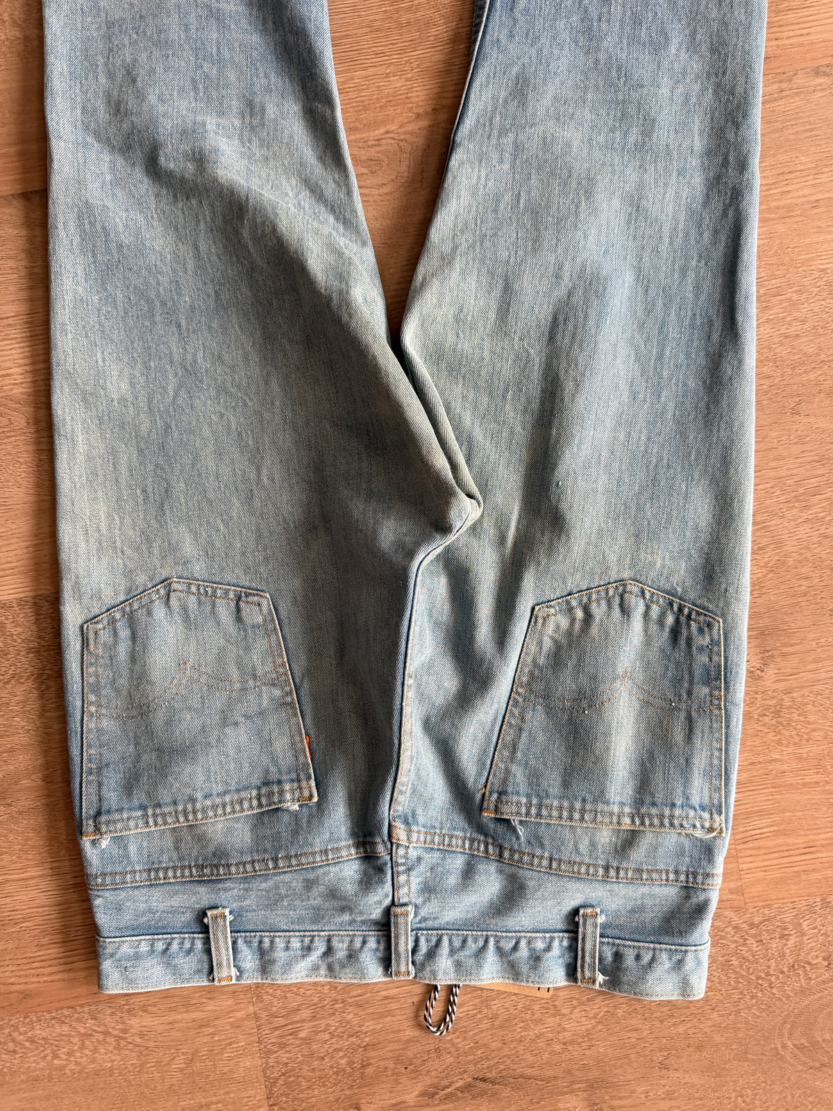 1970s Vintage Orange Tab Light Wash Levi's Jeans - 34" x 34"