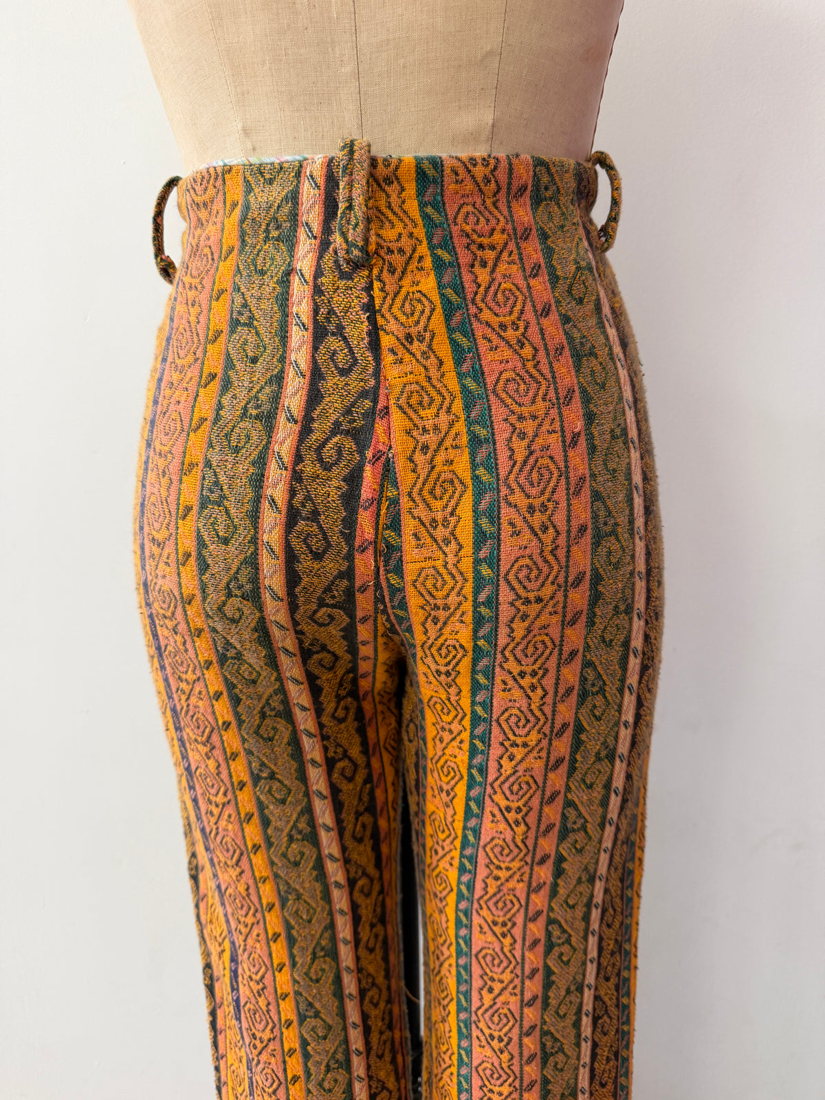 1960s Vintage Handmade Groovy Tapestry Bellbottom Pants - 32" x 28"