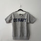 1970s Vintage Heathered Grey U.S. Navy Cut-off Raglan Short Sleeved Crewneck Sweatshirt