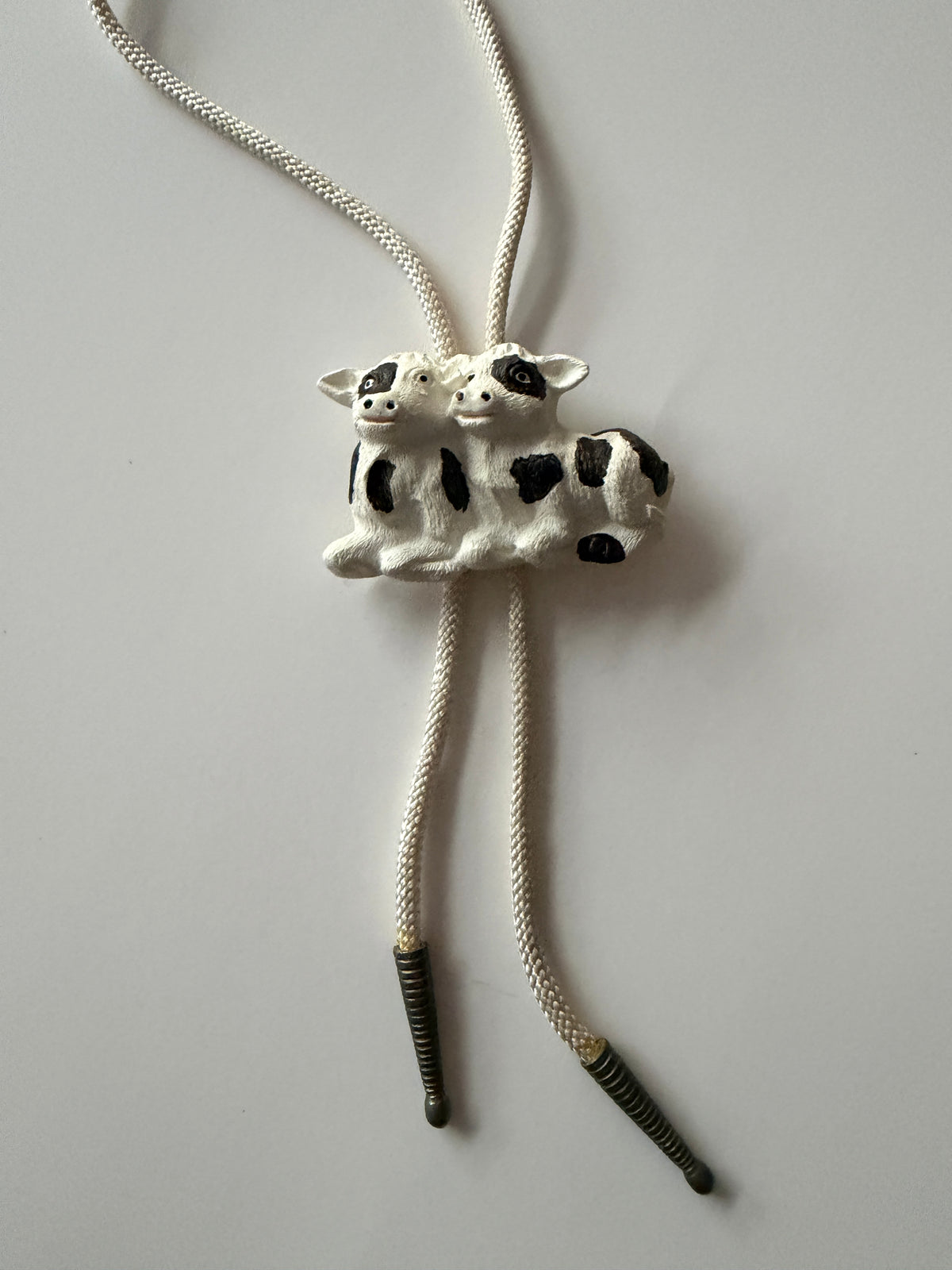 1990s Vintage Cows in the Pasture Bolo Tie Necklace