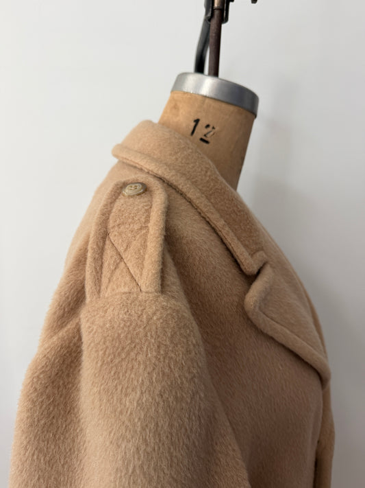 1970s Vintage Wide Lapel Lakeland Camel Wool Dress Coat