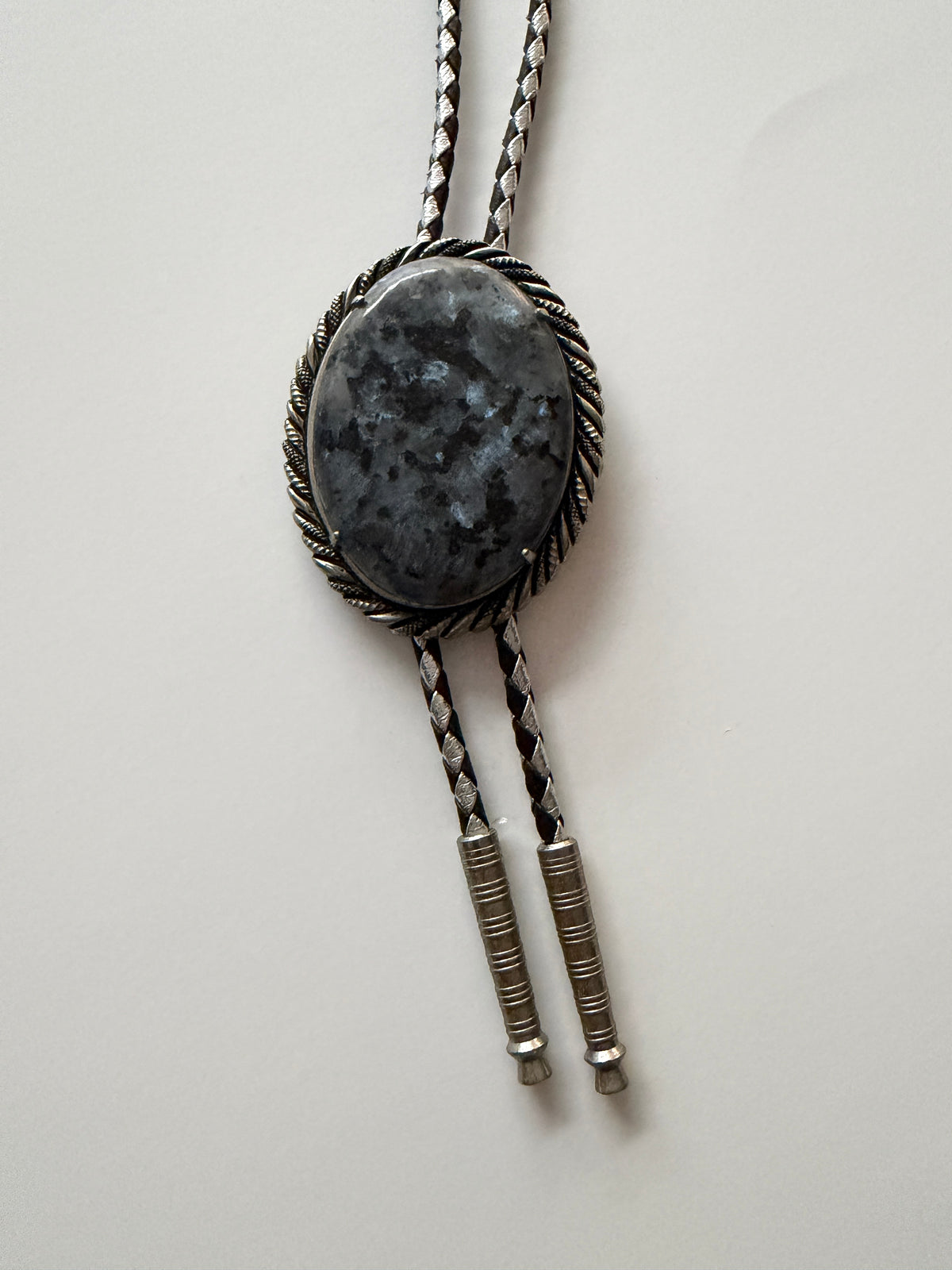 1980s Vintage Large Stone Bolo Tie Necklace