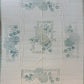 1940s - 1950s Vintage Indian Cotton Hand Block Printed Uncut Fabric Yardage - Cream / Robin's Egg Blue / Abstract Basket Florals - 80” x 96" (#9)