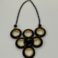 Bakelite & Celluloid Heart Cutout Statement Bib Necklace by Artisan Signed G. Balman