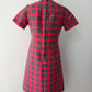 1960s Vintage Bold Pink Gray Windowpane Check A-line Mod Dress