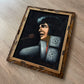 1970s Vintage Elvis The King White Suit Microphone Black Velvet Painting Handmade Signed Wall Art - 19" x 23"