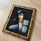 1970s Vintage Elvis The King White Suit Microphone Black Velvet Painting Handmade Signed Wall Art - 19" x 23"