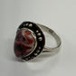 1980s Vintage Sterling and Agate Southwest Ring - Size 13